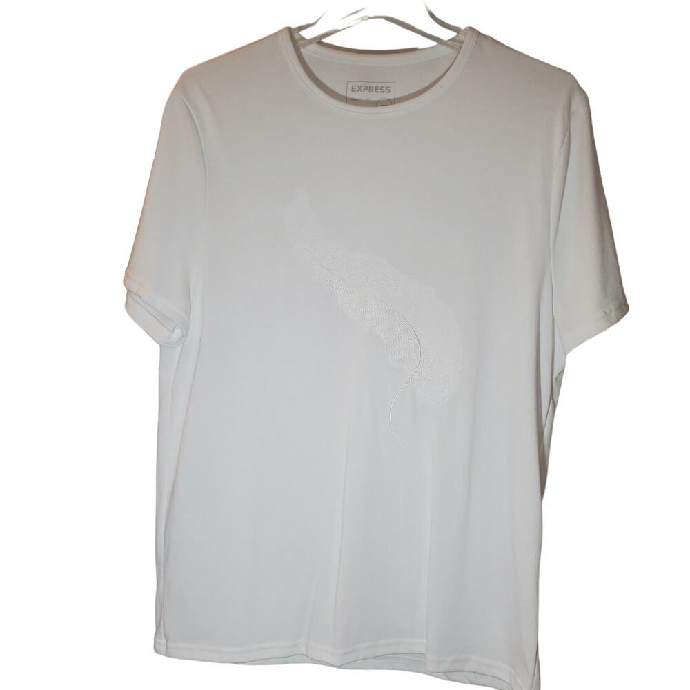 Express Men’s Short Sleeve Crewneck Solid White Casual Basic T-Shirt Size Medium